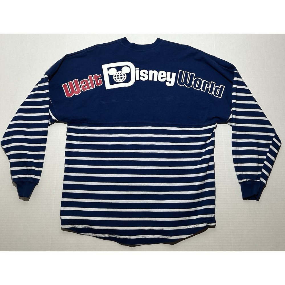 Disney Spirit Jersey Adult Size Medium Shirt Striped Long Sleeve Casual EUC